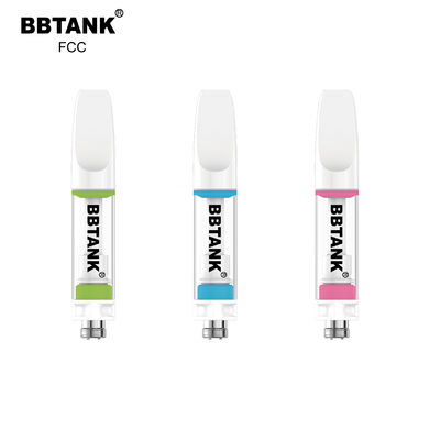 ตลับน้ำมัน CBD เซรามิก Vape แบบไม่มีการเผาไหม้ 1.0 มล. พร้อมแบตเตอรี่บาง