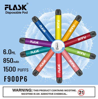 F900 P6 Smooth Airflow ปากกา Vape แบบใช้แล้วทิ้ง 1500puffs ม้วนตาข่าย