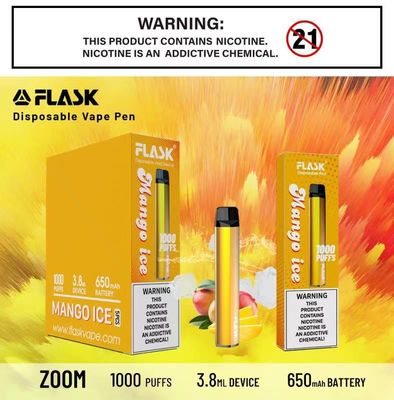 ZOOM Disposal อุปกรณ์ Vapepen มีเสถียรภาพและคุณภาพดีที่สุด 1000puffs 650mah 3.8ml liquid