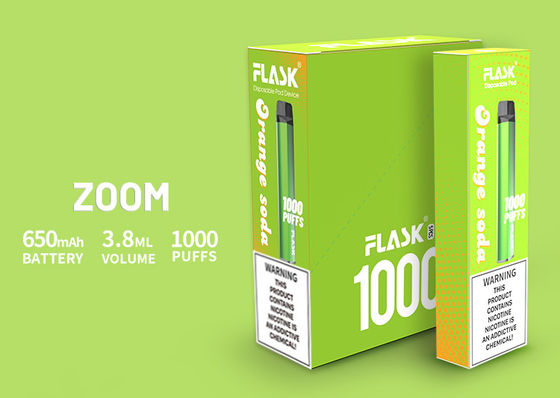 ZOOM Disposal Vapepen ผลิตภัณฑ์คุณภาพสูง 650Mah 3.8ml E-juice 0%2%5%Nicsalt 1000puffs