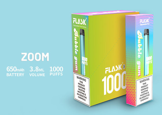 ZOOM Disposal Vapepen ผลิตภัณฑ์คุณภาพสูง 650Mah 3.8ml E-juice 0%2%5%Nicsalt 1000puffs