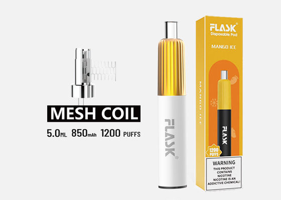 ปากกาลูกพีชรสมะม่วงรั่วซึม 1200 พัฟซิการ์อิเล็กทรอนิกส์แบบใช้แล้วทิ้ง