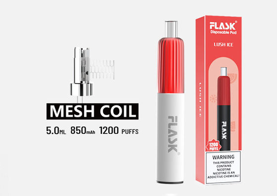 ปากกาลูกพีชรสมะม่วงรั่วซึม 1200 พัฟซิการ์อิเล็กทรอนิกส์แบบใช้แล้วทิ้ง