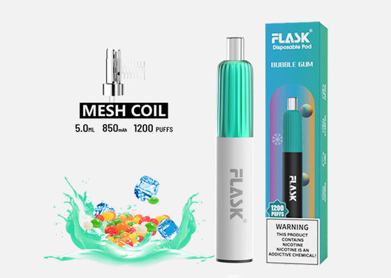 1200 Puffs 5.0ml นิโคตินฟรีอุปกรณ์สูบไอบุหรี่อิเล็กทรอนิกส์แบบใช้แล้วทิ้ง