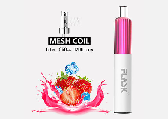 1200 Puffs 5.0ml นิโคตินฟรีอุปกรณ์สูบไอบุหรี่อิเล็กทรอนิกส์แบบใช้แล้วทิ้ง