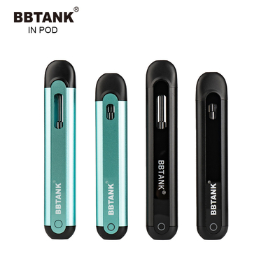 BBTANK IN POD THC กลั่นน้ำมันอุปกรณ์ Vape แบบใช้แล้วทิ้ง 2ml เซรามิค Coil Vape Pod 100% กระบวนการควบคุมคุณภาพ