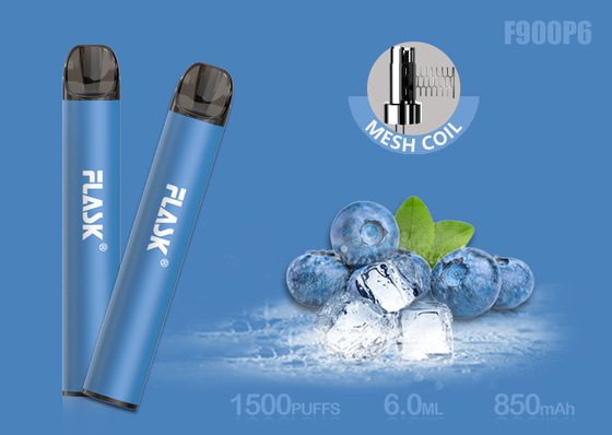 OEM ODM 1500 พัฟ 850mAh อุปกรณ์ Vape Pod แบบใช้แล้วทิ้ง 6.0ml E Liquid