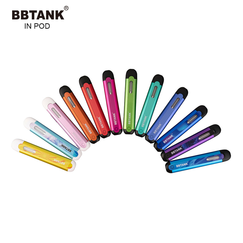 BBTANK IN POD THC กลั่นน้ำมันอุปกรณ์ Vape แบบใช้แล้วทิ้ง 2ml เซรามิค Coil Vape Pod 100% กระบวนการควบคุมคุณภาพ