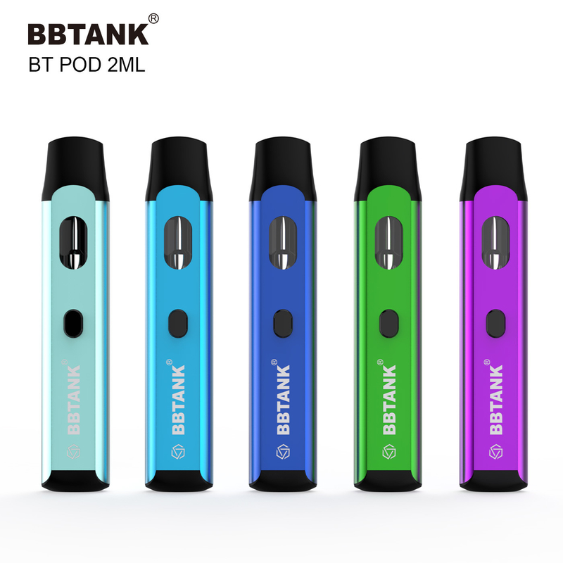 BBtank Disposable Vape Pod 2.0ml พร้อมปุ่มสำหรับน้ำมันกัญชาหนา Delta 8 HHC